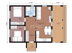 Дом 68м², 1-этажный, участок 8 сот.  