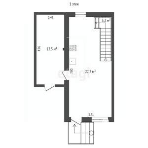 Таунхаус 60м², 3-этажный, участок 1 сот.  