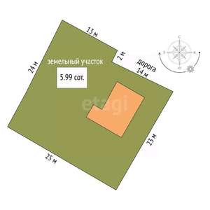 Дом 120м², 2-этажный, участок 6 сот.  