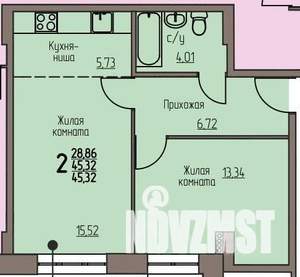 1-к квартира, на длительный срок, 45м2, 1/25 этаж