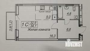 Студия квартира, на длительный срок, 33м2, 8/8 этаж