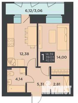 1-к квартира, на длительный срок, 39м2, 17/17 этаж