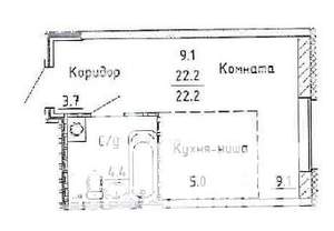 Студия квартира, на длительный срок, 22м2, 1/25 этаж