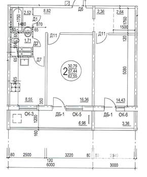 2-к квартира, на длительный срок, 63м2, 15/16 этаж