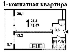 1-к квартира, на длительный срок, 42м2, 8/14 этаж