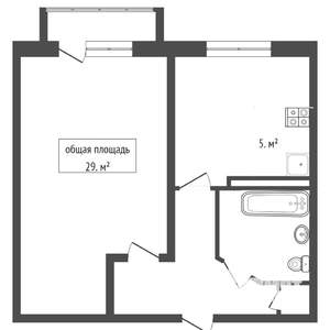 1-к квартира, на длительный срок, 30м2, 5/5 этаж