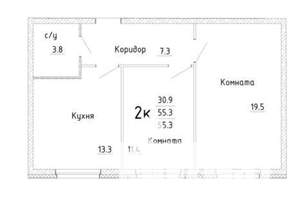 2-к квартира, на длительный срок, 56м2, 1/17 этаж