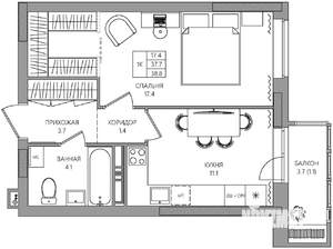 1-к квартира, вторичка, 39м2, 7/22 этаж