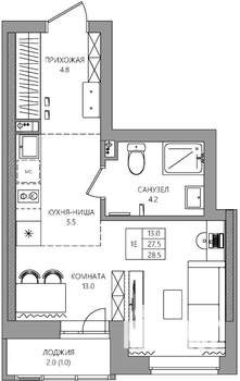 Студия квартира, вторичка, 29м2, 2/22 этаж