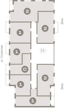 2-к квартира, вторичка, 52м2, 8/11 этаж