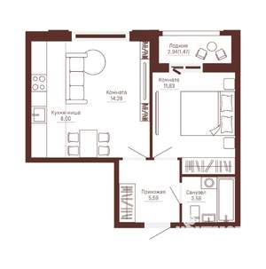 2-к квартира, вторичка, 43м2, 7/10 этаж