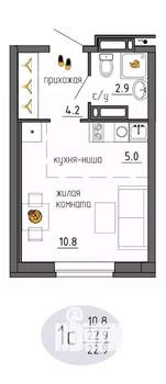 Студия квартира, строящийся дом, 23м2, 16/25 этаж