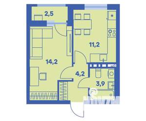 1-к квартира, вторичка, 35м2, 8/9 этаж