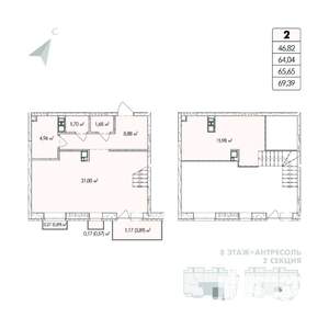 1-к квартира, строящийся дом, 69м2, 8/8 этаж