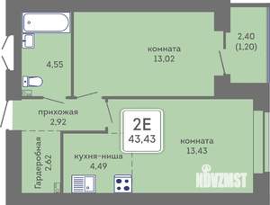 2-к квартира, вторичка, 43м2, 4/7 этаж