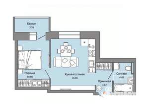 1-к квартира, вторичка, 37м2, 8/8 этаж