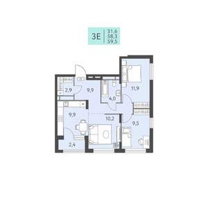 3-к квартира, вторичка, 60м2, 8/22 этаж