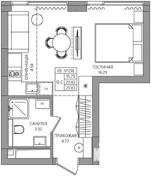 Студия квартира, строящийся дом, 30м2, 4/28 этаж
