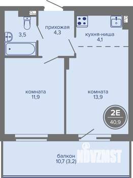 2-к квартира, вторичка, 41м2, 1/26 этаж