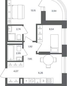 2-к квартира, вторичка, 49м2, 2/8 этаж
