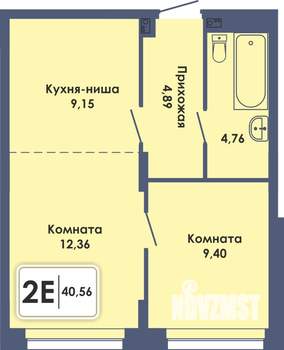 2-к квартира, вторичка, 41м2, 1/10 этаж
