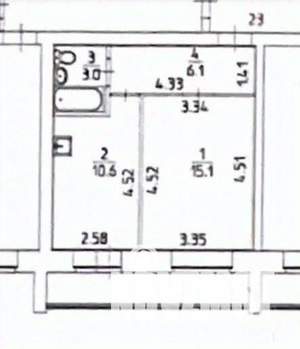 1-к квартира, вторичка, 35м2, 2/4 этаж