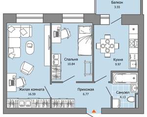 2-к квартира, вторичка, 49м2, 8/9 этаж