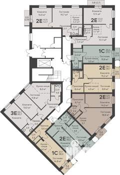 2-к квартира, строящийся дом, 48м2, 1/6 этаж