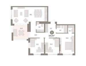 3-к квартира, вторичка, 103м2, 16/16 этаж
