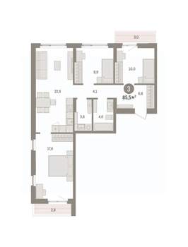 3-к квартира, вторичка, 85м2, 2/11 этаж