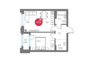 2-к квартира, вторичка, 48м2, 7/9 этаж