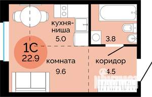 Студия квартира, вторичка, 23м2, 13/15 этаж