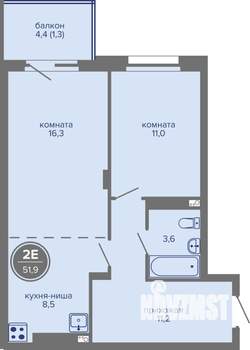 2-к квартира, вторичка, 52м2, 9/26 этаж