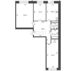 3-к квартира, сданный дом, 79м2, 2/13 этаж
