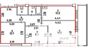 3-к квартира, вторичка, 64м2, 18/22 этаж