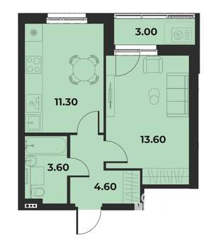 1-к квартира, вторичка, 35м2, 3/15 этаж