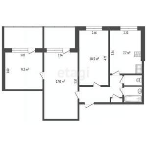 3-к квартира, вторичка, 53м2, 5/9 этаж