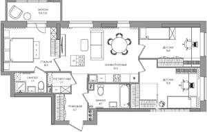 3-к квартира, вторичка, 74м2, 2/22 этаж