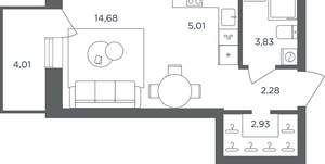 1-к квартира, вторичка, 30м2, 5/10 этаж