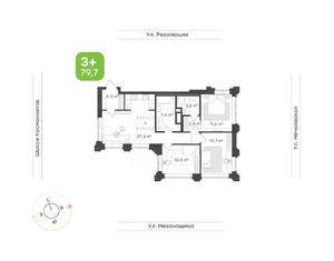 3-к квартира, вторичка, 80м2, 16/30 этаж