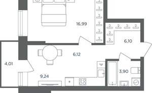 1-к квартира, вторичка, 44м2, 2/10 этаж