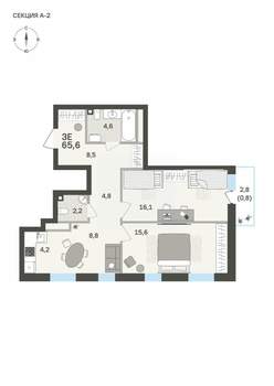 3-к квартира, вторичка, 66м2, 5/6 этаж
