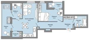 1-к квартира, вторичка, 69м2, 11/15 этаж