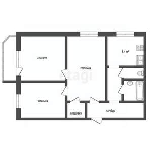3-к квартира, вторичка, 65м2, 3/10 этаж