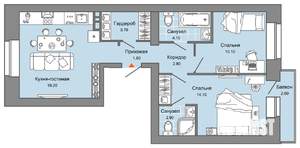 2-к квартира, вторичка, 60м2, 1/7 этаж