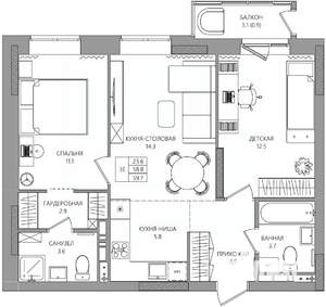 3-к квартира, вторичка, 60м2, 5/8 этаж