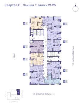 3-к квартира, строящийся дом, 57м2, 23/25 этаж