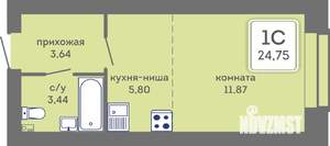 Студия квартира, вторичка, 25м2, 1/7 этаж