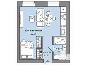 Студия квартира, вторичка, 30м2, 3/12 этаж