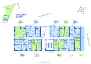 2-к квартира, вторичка, 53м2, 1/9 этаж